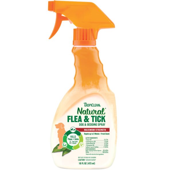 Spray natural Tropiclean contra pulgas y garrapatas